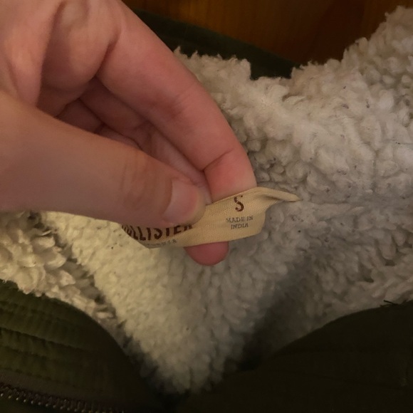 Hollister Y2K Army Green Sherpa Parka Coat - Picture 6 of 6